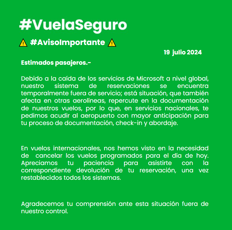 Ca Da Mundial De Microsoft Provoca Caos En Aerol Neas E Instituciones