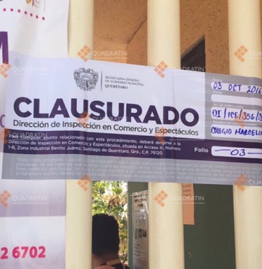 Clausuran colegio en Arboledas por falta de licencia - Quadratín Querétaro