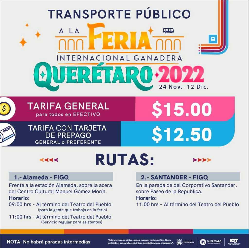 Dan a conocer rutas para la Feria Querétaro 2022