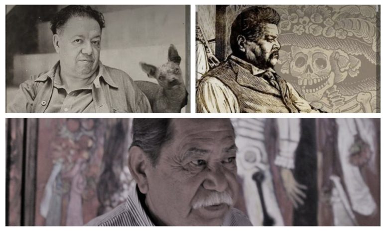 Posada, Rivera y Juan Torres, creadores de La Catrina en sus 3 figuras